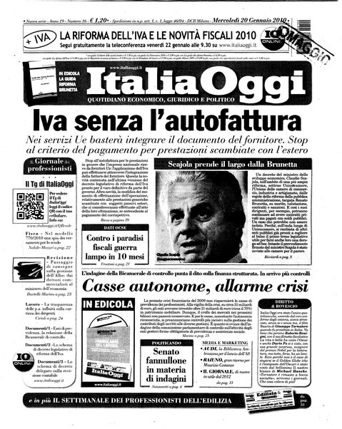 Italia oggi : quotidiano di economia finanza e politica